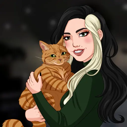 Illustrated picture of the artist samydrawsstuff with their cat