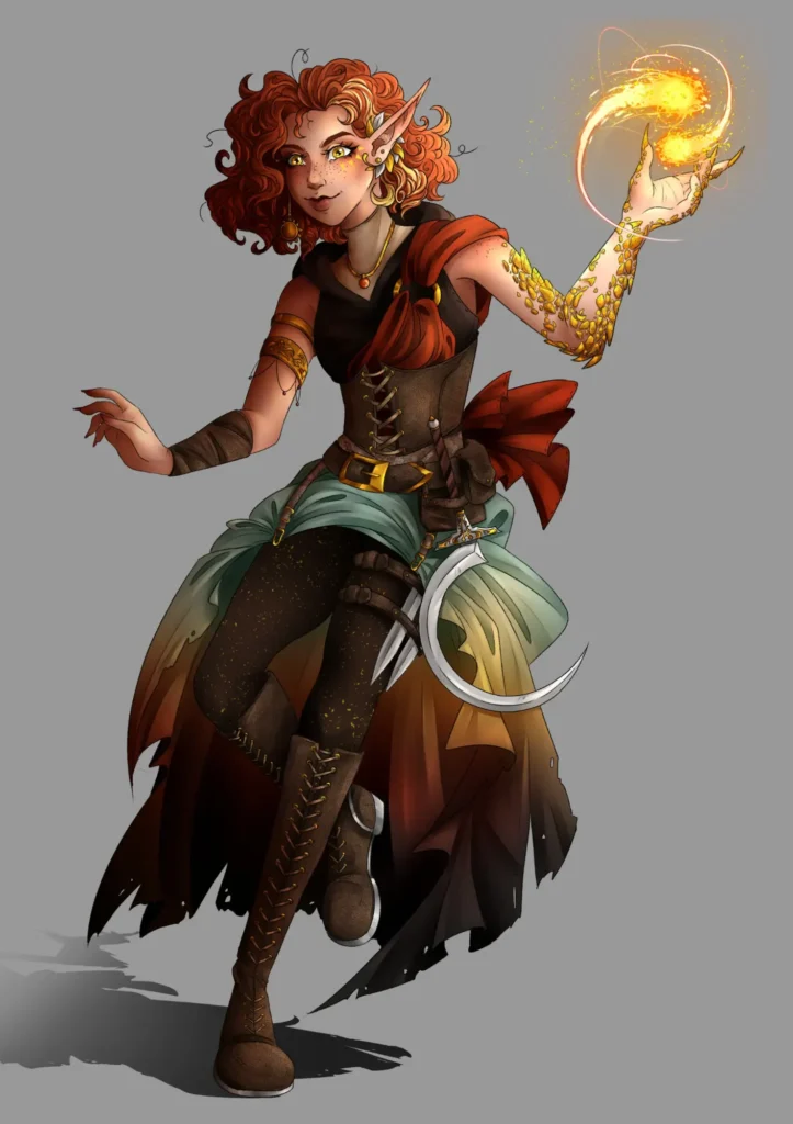 DnD Female Elf Sorcerer Draconic Bloodline